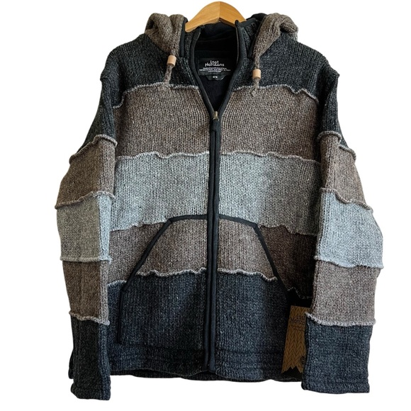 lost horizons Other - Lost Horizons NEW Selkirk Wool Fleece Line Hooded Patchwork Sweater Men’s M